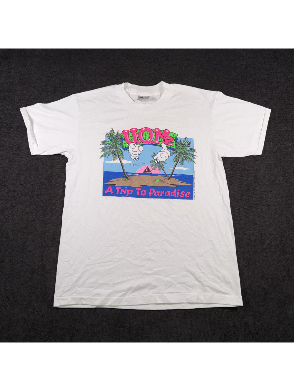 Vintage 1990 U.O.Me A Trip To Paradise Graphic T-Shirt Large